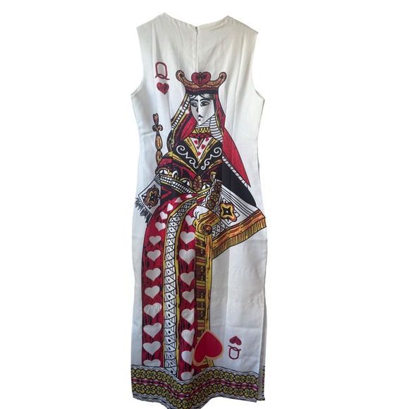 Queen of Hearts Playing Card Novelty Dress Sz S Casino Vegas Maximalist Baroque - Picture 4 of 9